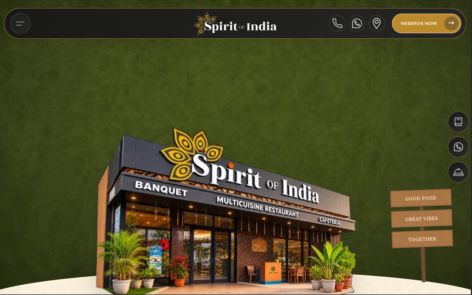 Spirit of India website homepage