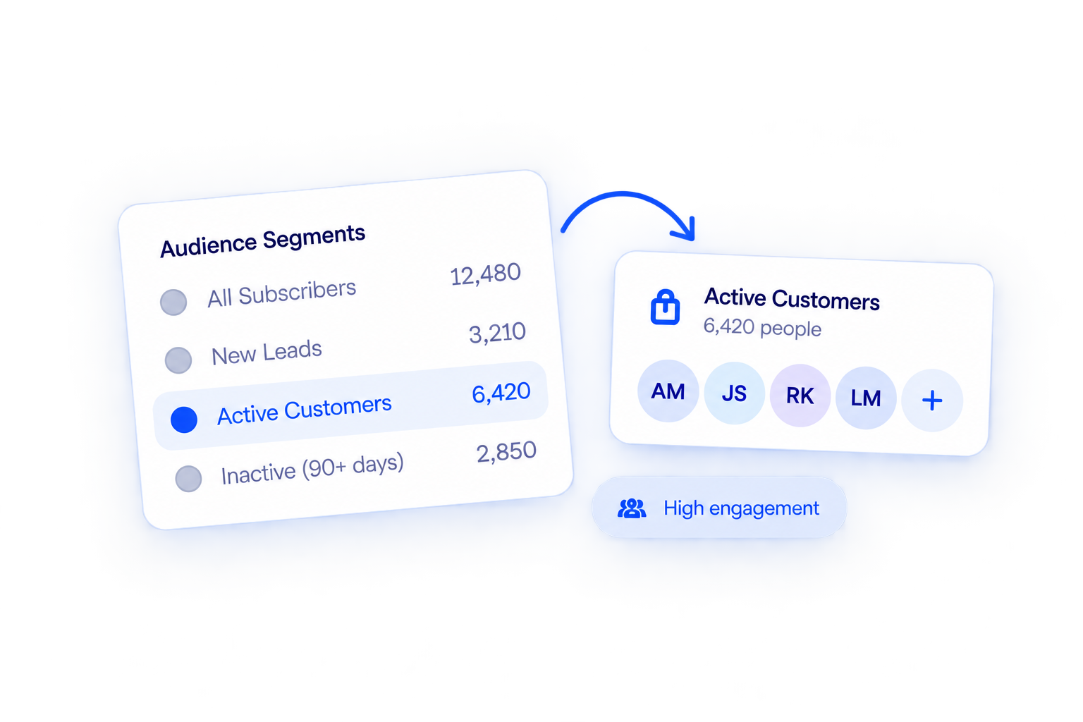 Audience segments and active customer groups